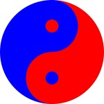 Yin Yang in red and blue