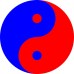 Yin Yang in red and blue