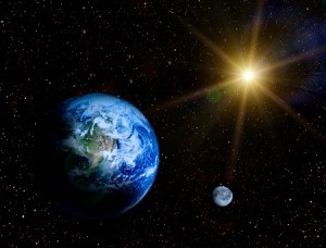 Sun, Moon, and Stars surrounding the Earth