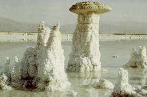 Lot's wife turned into a pillar of salt like these ones on the Dead Sea