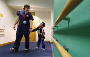 Ihor Lakatosh goes for a walk with therapist Katherine Hartigan