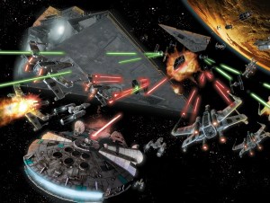 Star Wars space battle scene