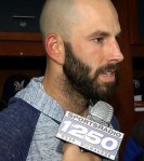 Mike Fiers apologizing for hitting Giancarlo Stanton with a pitch