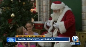 Santa signs for deaf 4 year old