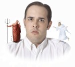 angel and devil on the shoulders meme